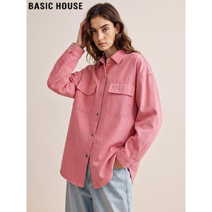 新款 Basic 女士2026春季 百家好粉色衬衫 宽松叠穿POLO领衬衣 House