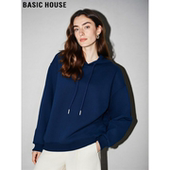 Basic 内搭上衣 百搭基础款 House 百家好慵懒风蓝色连帽卫衣女冬季