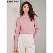 新款 Basic 洋气纯棉衬衣 衬衫 女2026春季 House 百家好粉色绣花长袖