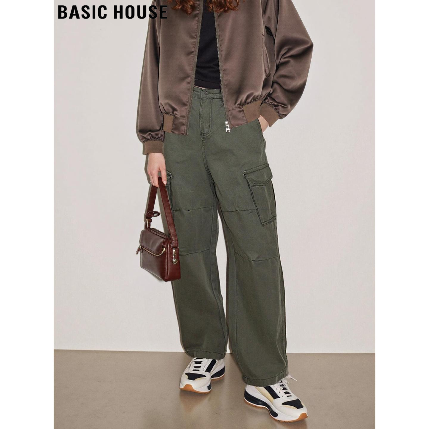 军绿色工装裤加厚直筒阔腿运动裤