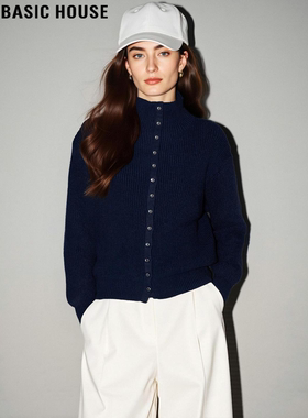 Basic House/百家好半高领针织衫女2026春季新款内搭软糯打底毛衣