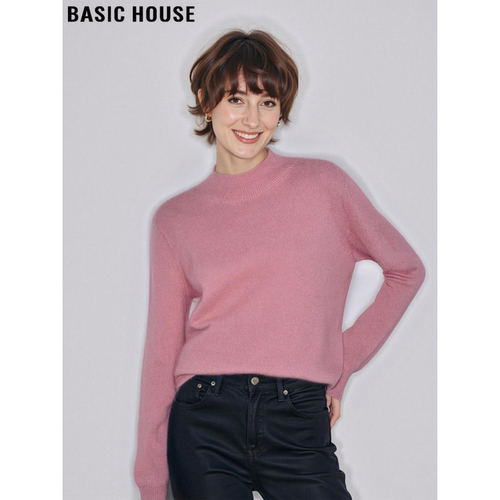 百家好100%羊毛立领打底针织衫女