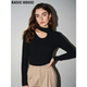 House 打底衫 百家好黑色镂空长袖 女2026春季 Basic 修身 针织衫 新款
