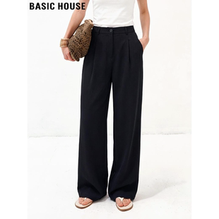 House 职业通勤气质长裤 百家好黑色垂感直筒西装 女士夏季 裤 Basic