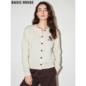 新款 Basic 女2026春季 百家好小马刺绣针织开衫 圆领软糯毛衣 House