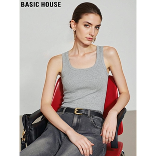 外穿带胸垫遮副乳上衣 百家好灰色冰丝吊带背心女夏季 Basic House