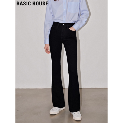 百家好高腰显瘦加绒微喇牛仔裤