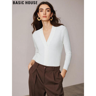 百家好高级感白色羊毛针织打底衫