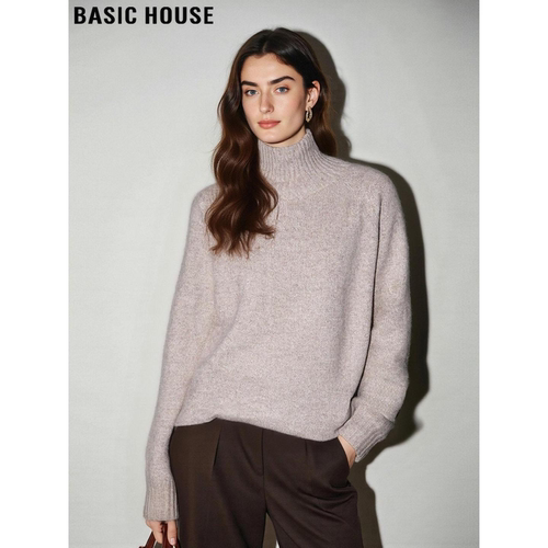 百家好奶晶米100%羊毛高领毛衣女