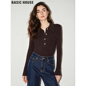 修身 Basic 内搭上衣 女士2026春季 新款 House 百家好咖色羊毛针织衫