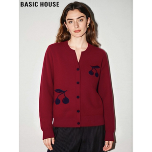 新款 Basic 女2026春季 百家好红色提花针织衫 氛围感新年战袍 House