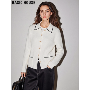 新款 Basic 女士2026春季 百家好气质翻领针织开衫 设计感上衣 House