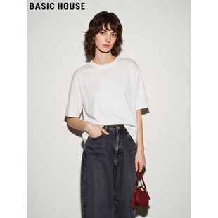 基础款 Basic T恤女士夏季 百家好白色通勤百搭短袖 圆领上衣 House