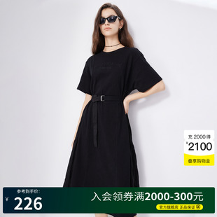 House T恤式 Basic 百家好短袖 收腰显瘦长裙女 连衣裙2025夏季 新款