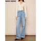 House 高腰不贴腿长裤 百家好蓝色阔腿牛仔裤 新款 女2026春季 Basic