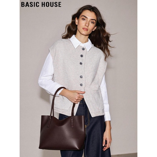 叠穿无袖 百家好100%羊毛针织马甲女春季 坎肩背心外套 House Basic