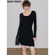 House 百家好黑色针织连衣裙女2026春季 新款 Basic 修身 包臀打底裙