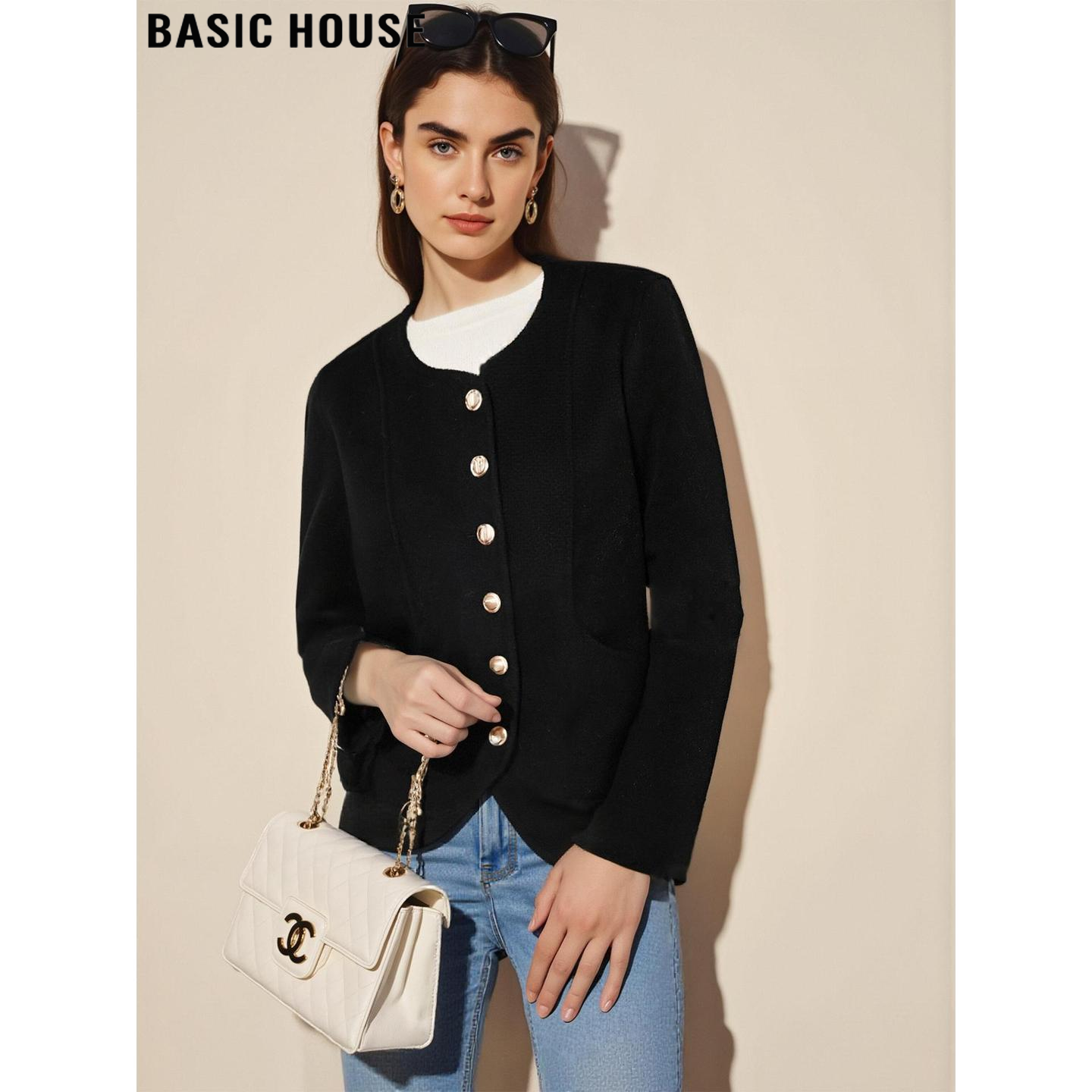 Basic House/百家好高级感黑色毛呢外套女士冬季短款羊毛呢子大衣,女装/女士精品,毛呢外套,淘宝优惠券,粉丝福利购,淘宝优惠卷