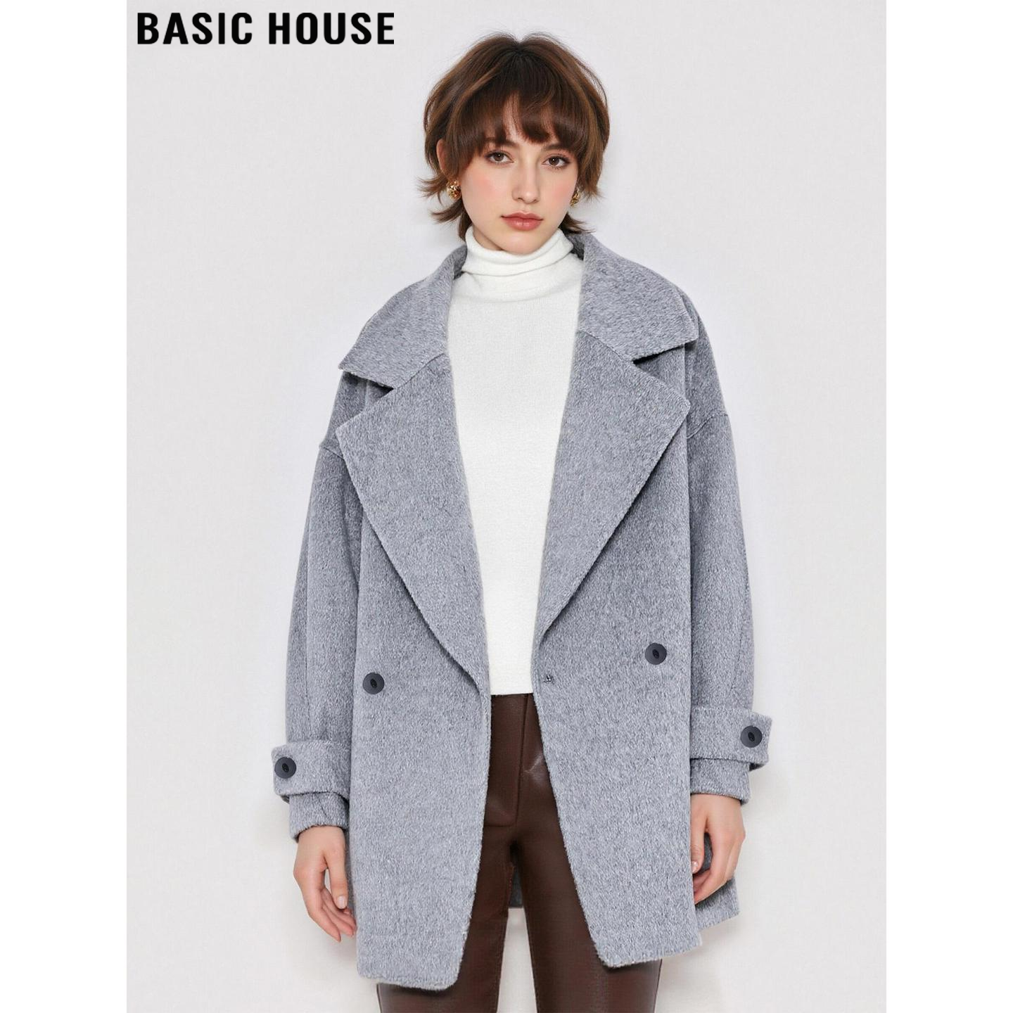 百家好廓形双面羊绒大衣女冬季