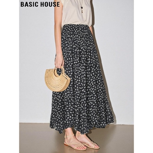 新款 百家好复古碎花半身裙女2026春季 高腰遮胯大摆裙 House Basic