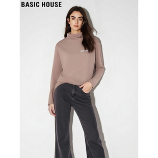 House 长袖 百家好卡其色高领打底衫 新款 T恤上衣 女2026春季 Basic