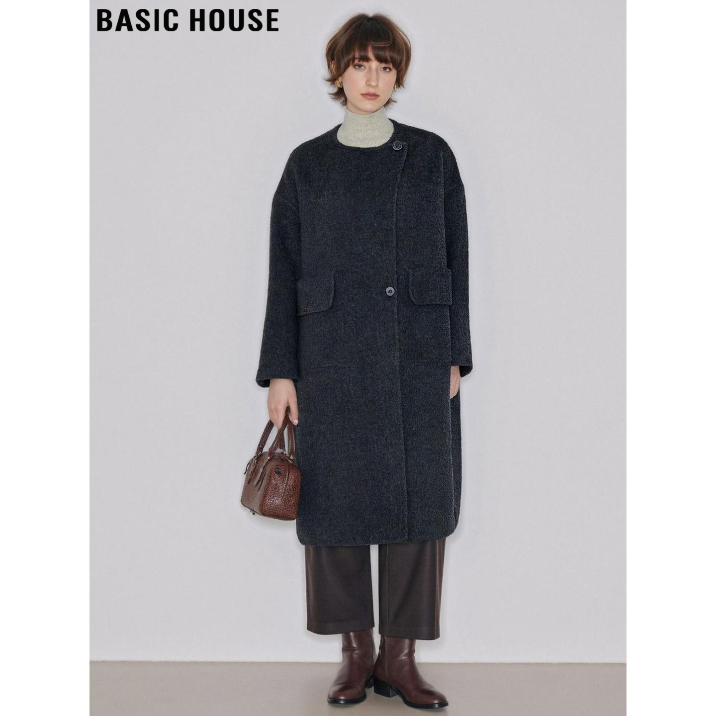 百家好高级感廓形双面羊毛大衣女