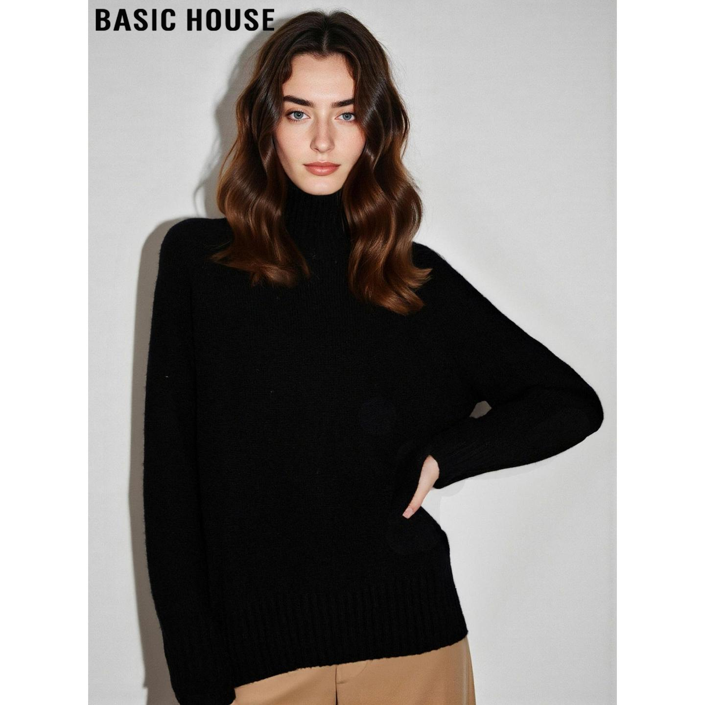 黑色高领针织打底衫羊毛内搭毛衣