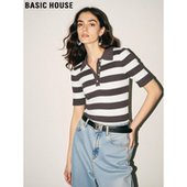 House POLO衫 百家好条纹天丝短袖 女2026夏季 Basic 修身 针织衫 新款