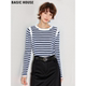 内搭修身 Basic 毛衣 复古条纹圆领针织衫 女士冬季 House 百家好美式