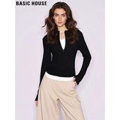 Basic 显瘦打底上衣 新款 House 百家好撞色假两件T恤女士2026春季