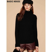 Basic 内搭软糯羊毛打底毛衣 女士冬季 House 百家好黑色高领针织衫