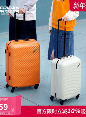 美旅20寸小型可登机橙色行李箱轻便大容量拉杆箱万向轮旅行箱TV7