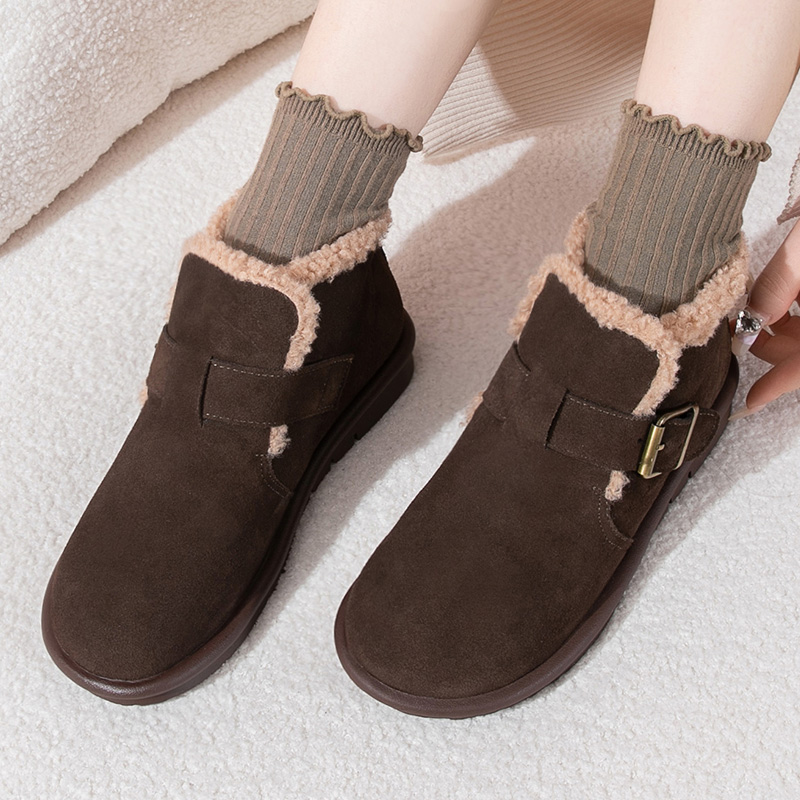 加绒棉鞋真皮雪地靴女冬保暖女鞋
