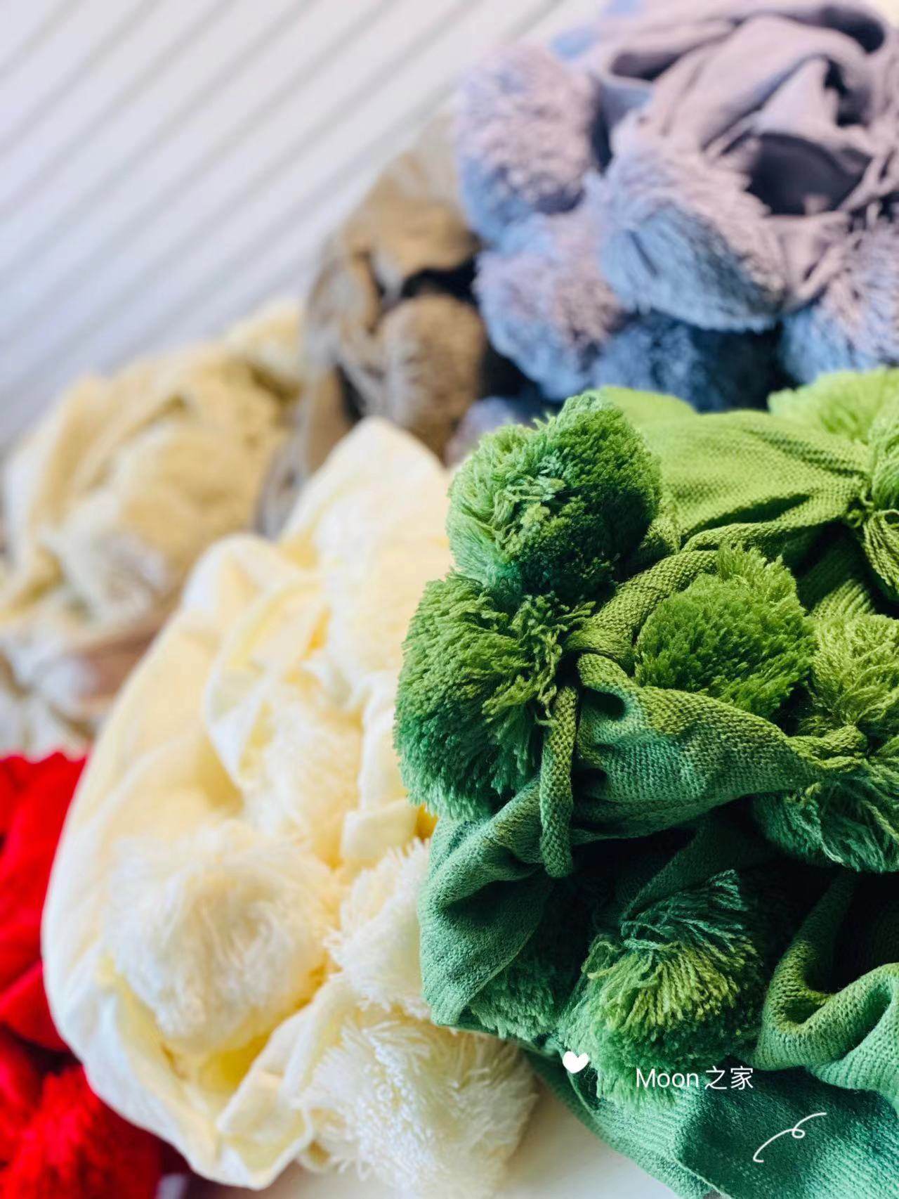 [Moon之家] 出口欧美毛球围巾纯色球球秋冬长围巾 多色选 量少