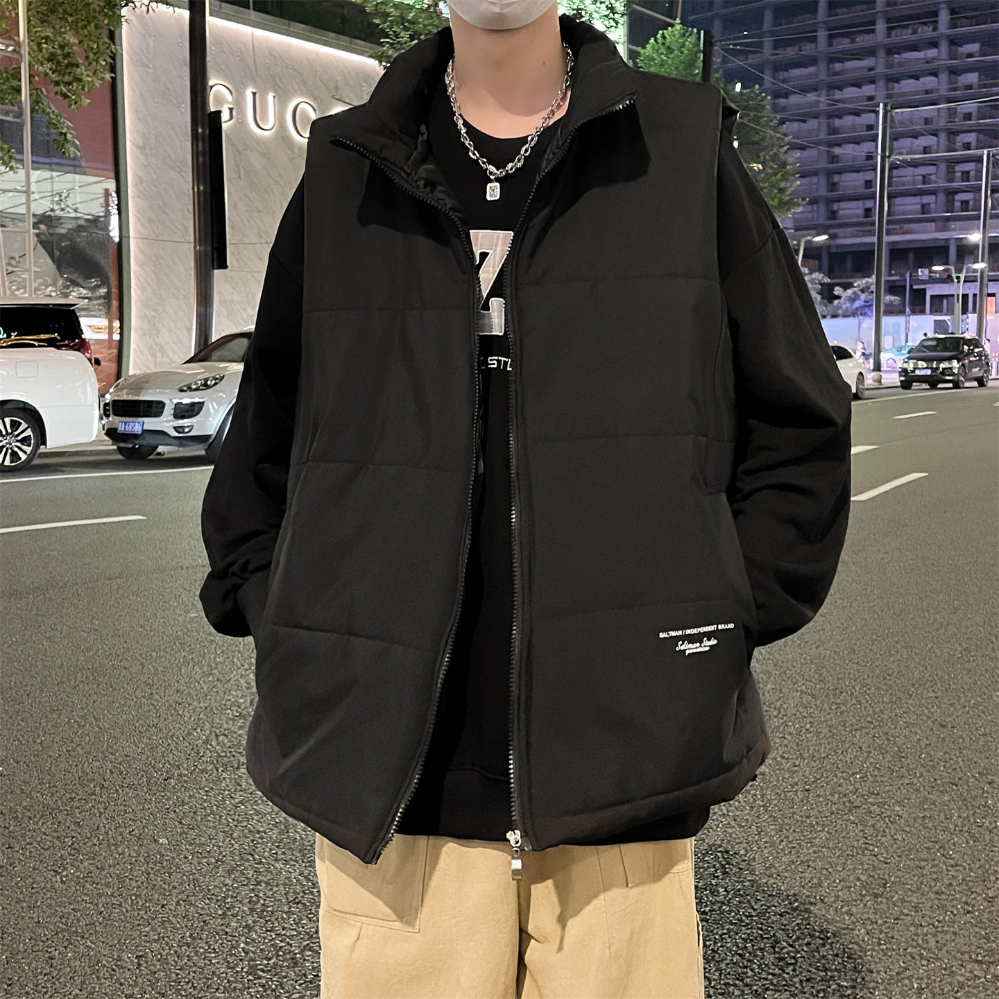 户外保暖男士冬季马甲2025新款马夹背心外穿情侣棉衣男生工装外套