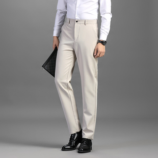 新款 直筒修身 西裤 男士 长裤 2025秋冬季 商务职业加绒纯色西装 休闲裤