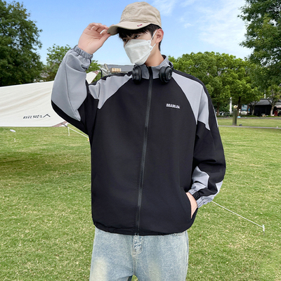 青少年休闲外套男春秋薄款日系拼接棒球服男款2025新款大码夹克男