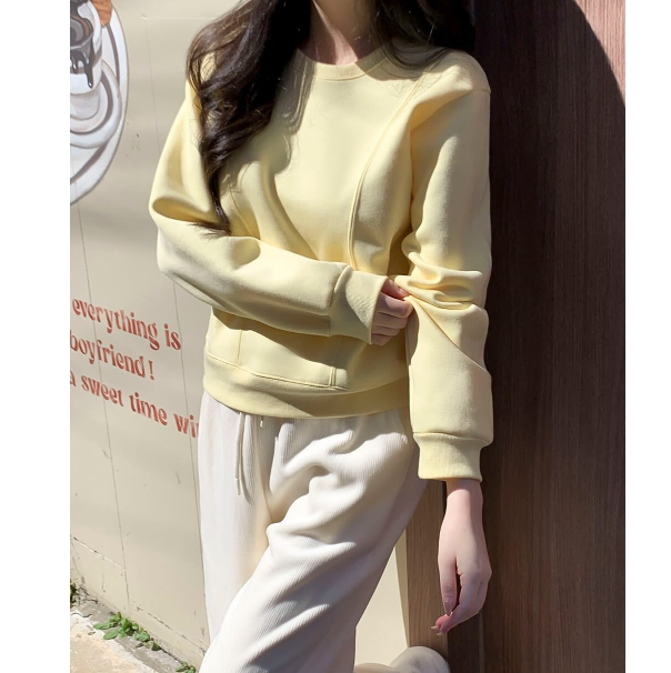 加拉绒卫衣女韩国代购正品2026秋冬女装新款温柔气质宽松长袖上衣