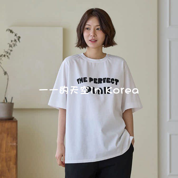 可爱字母印花tee 韩国代购正品2026春夏女装新款遮肉宽松短袖t恤