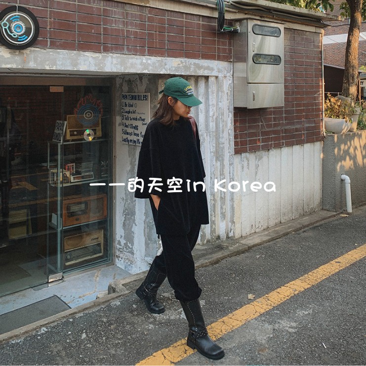 酷飒帅气套装韩国代购正品2025秋冬宽松丝绒质感短袖上衣加束脚裤