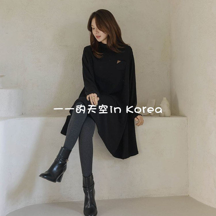 拉绒打底裤女韩国代购正品2025秋冬女装新款字母标贴保暖弹力裤子