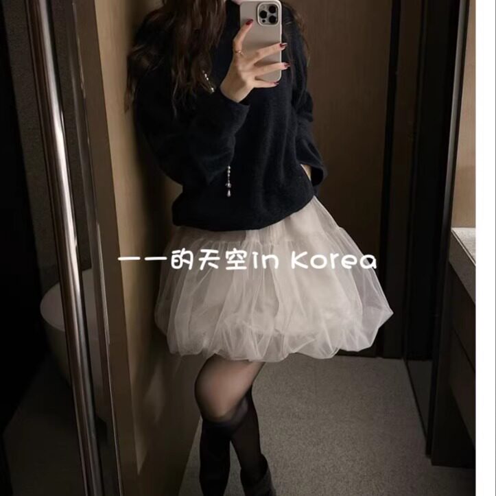 芭蕾风半身裙韩国代购正品2025春季新款浪漫可爱洋气网纱蓬蓬短裙