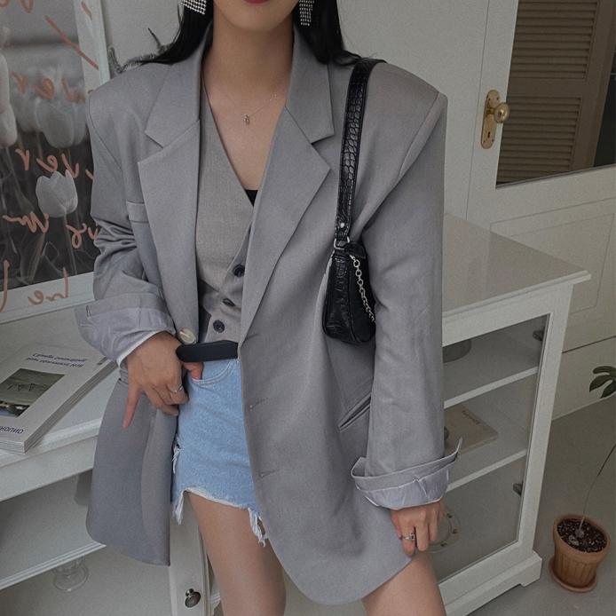 清仓现 韩国订购 春秋oversize高级感男友风宽松大版西装外套女
