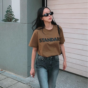 简约风有调性tee 韩国代购正品2025夏季女装百搭宽松字母短袖t恤