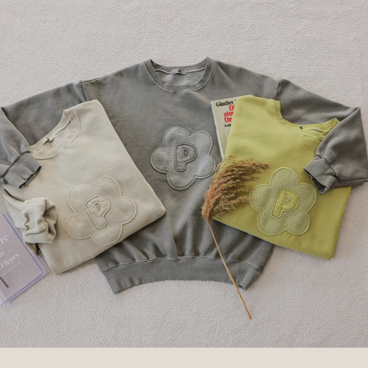 韩国代购卫衣正品2024冬季女装新款可爱花朵设计宽松加绒复古上衣