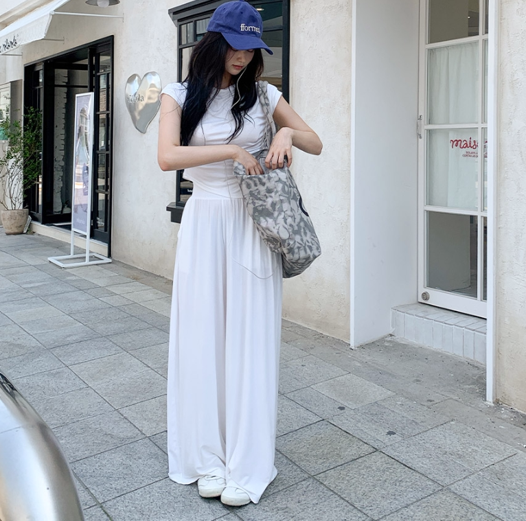 青春感两件套女韩国代购2026夏季新款舒适垂感短袖t恤加阔腿长裤