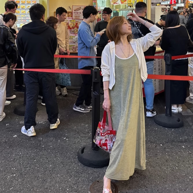 毛巾棉沙滩裙 韩国代购正品2025夏季新款度假风舒适吊带裙连衣裙