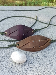 皮兜投石索 投石器 牛皮和超纤材质 运动户外 抛物器 乌朵 机弦