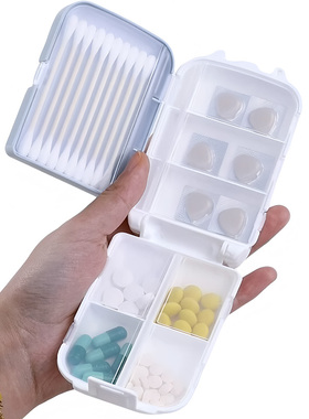 日本进口YAMADA便携一周随身小药盒防潮家用三层药品分装收纳盒子