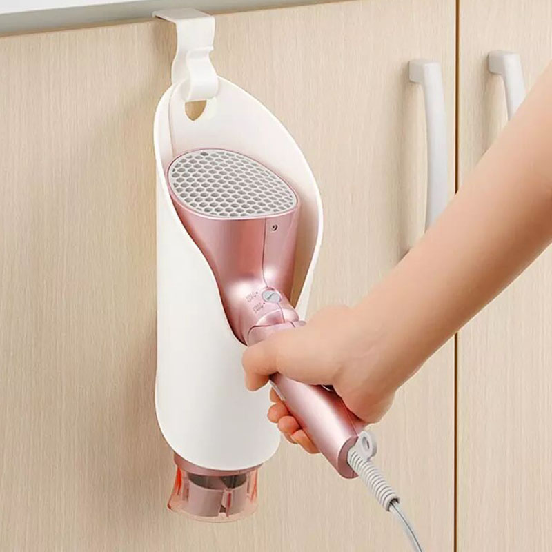日本进口家用电吹风机收纳架免打孔卫生间浴室置物架塑料风筒挂架